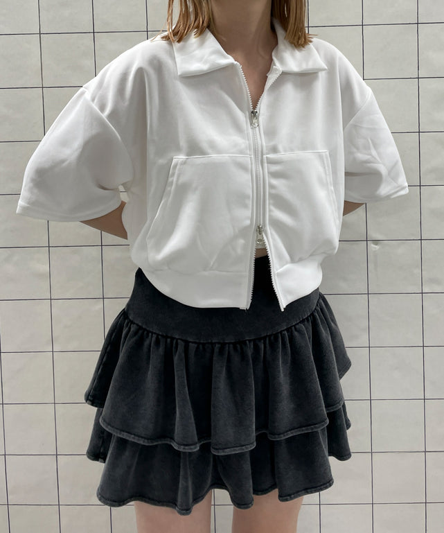 WジップSSトップ/ホワイト　モデル:155cm F着用