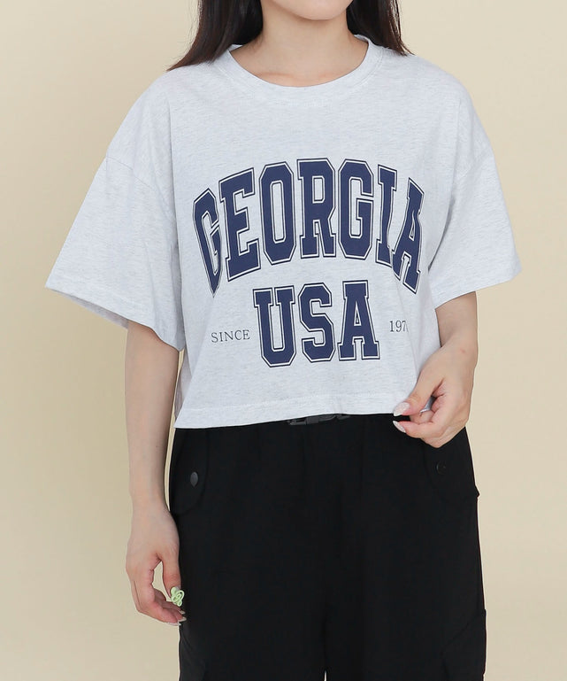GEORGIAショートT/杢グレー モデル：147cm F着用