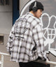 オンブレチェックグラフィックシャツ（LS）/ホワイトチェック モデル：180cm L着用