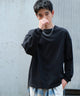 ビッグコットンT（LS）/ブラック モデル：180cm L着用