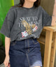 ヴィンテージウォッシュグラフィックTシャツ/ブラックスミクロ モデル:155cm F着用