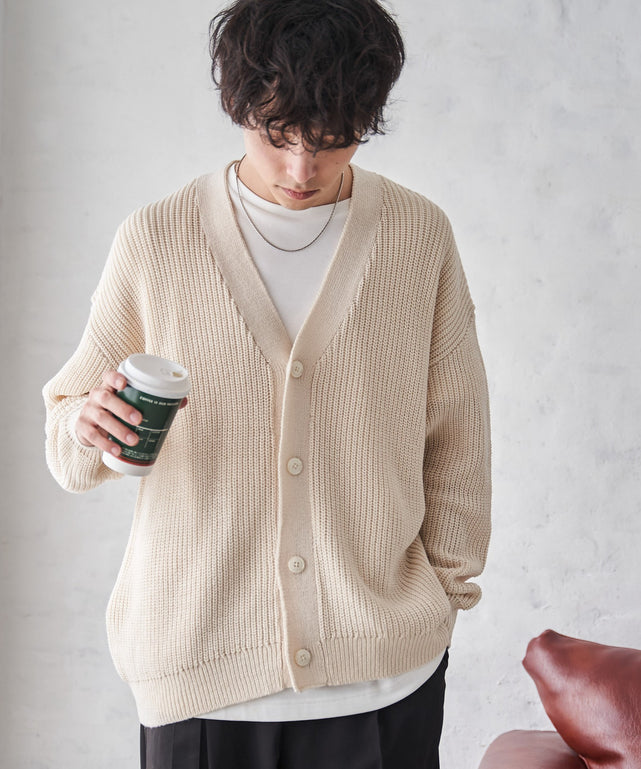オーバーフィットカーディガン/ホワイト モデル：175cm L着用