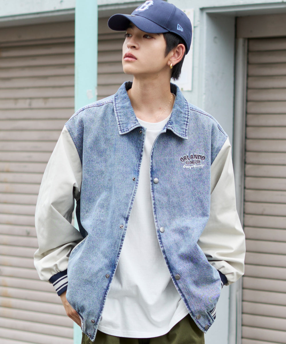 デニム淡加工 モデル：180cm L着用
