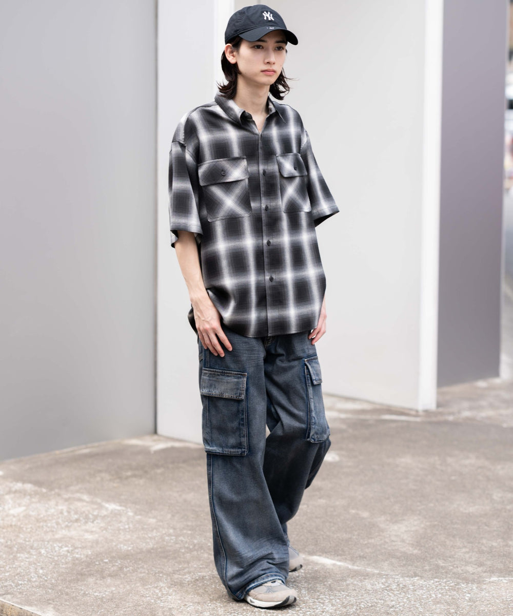 デニム淡加工 モデル：175cm L着用