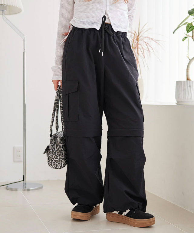 2WAYカーゴパンツ/ブラック モデル：155cm F着用