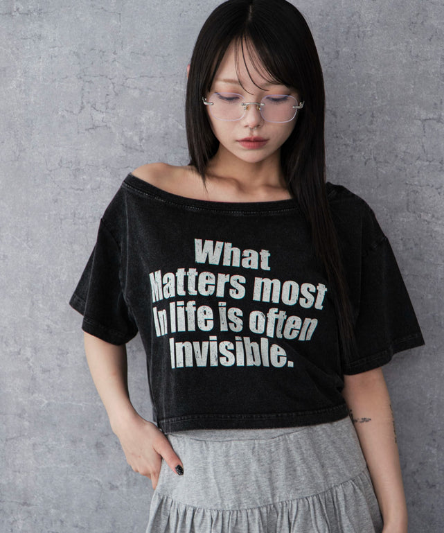 2WAYオフショルショートT/柄6 モデル：159cm F着用