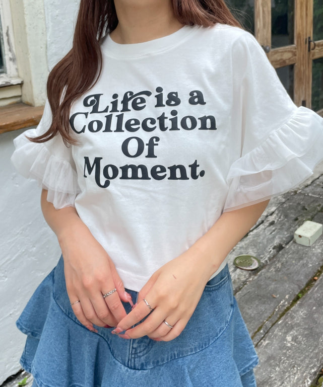 フリルチュールショートT/ホワイト　モデル:155cm F着用