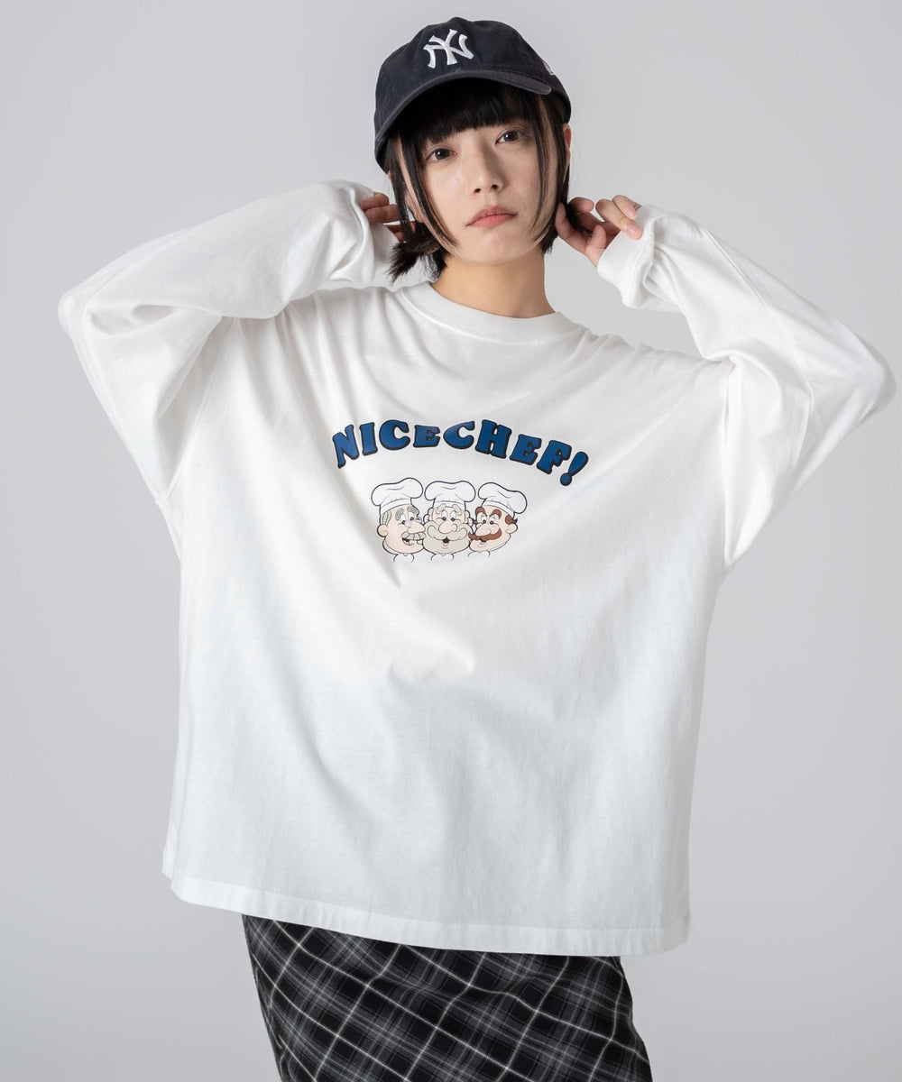 柄6 ホワイト モデル：168㎝　L着用