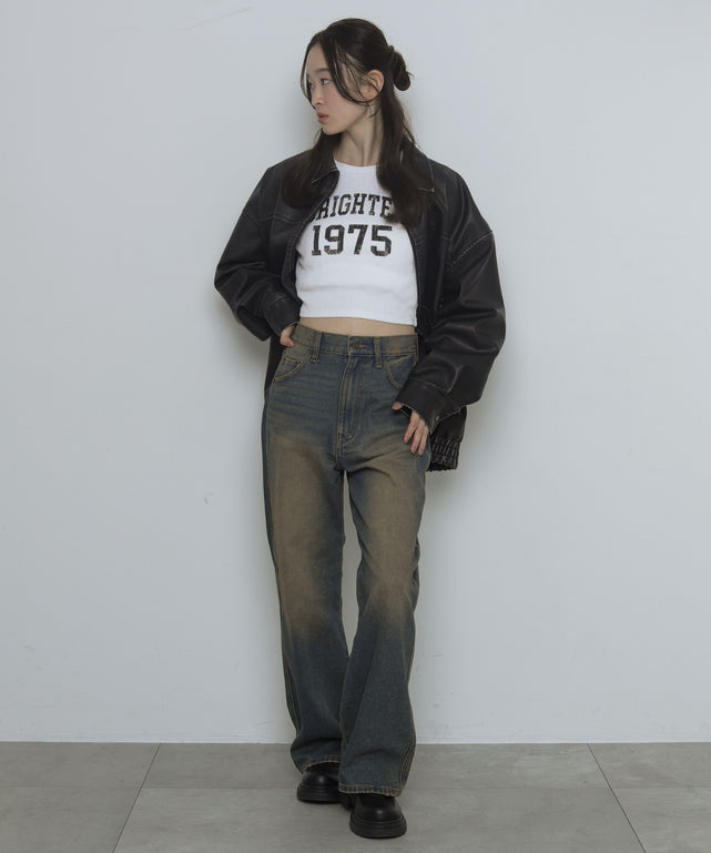 デニム濃加工　モデル：163cm M着用