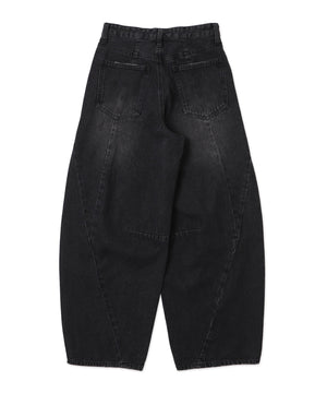カーブラインバレルレッグデニムパンツ