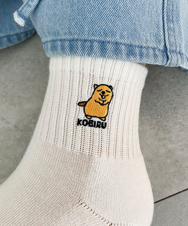 モチーフロゴ刺繍アンクルパイルソックス(23-25cm)/柄1