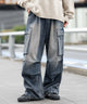 デニムイージーカーゴパンツ/デニム中濃加工 モデル：175cm L着用