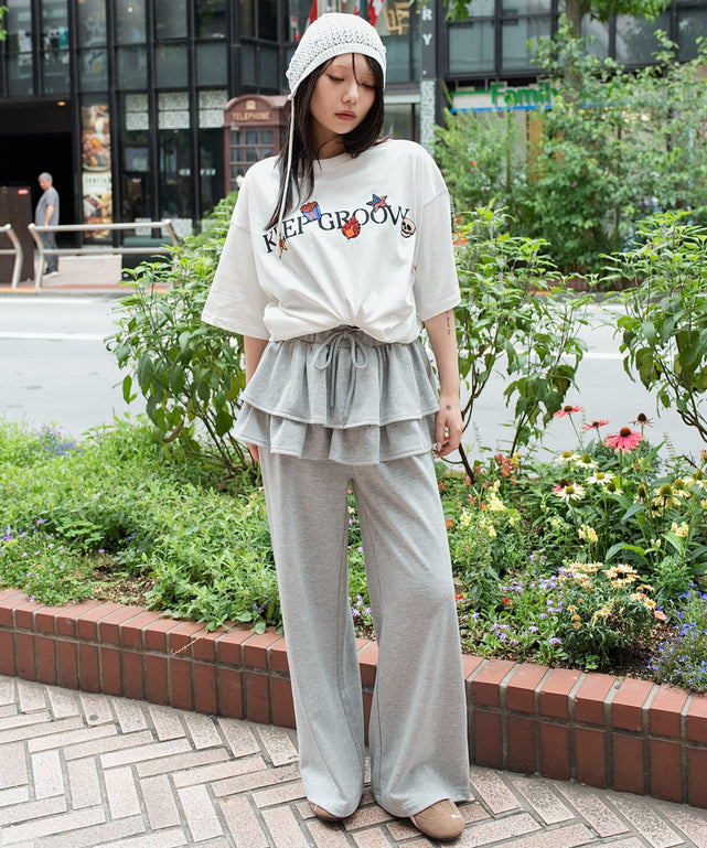 接触冷感モチーフ刺繍グラフィックT（SS）