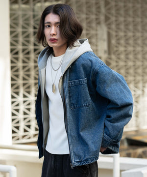 デニム中濃加工 モデル：182cm L着用
