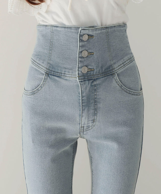 ハイウエストストレッチフレアデニムパンツ