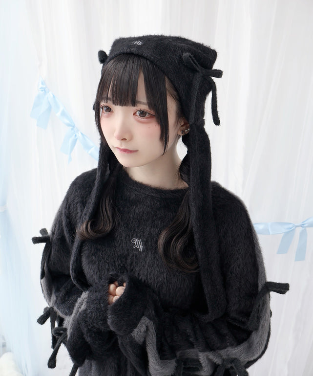 もちもちねこパンチ帽/ブラック