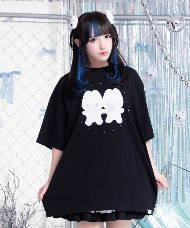 やさうさちゃんズッ友Tシャツ/ブラック
