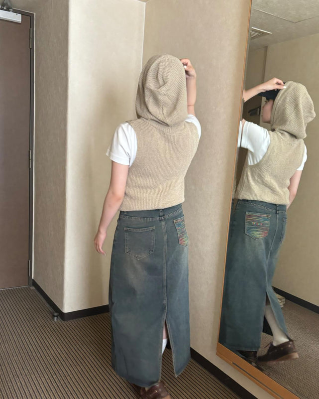 バックスリットデニムスカート
