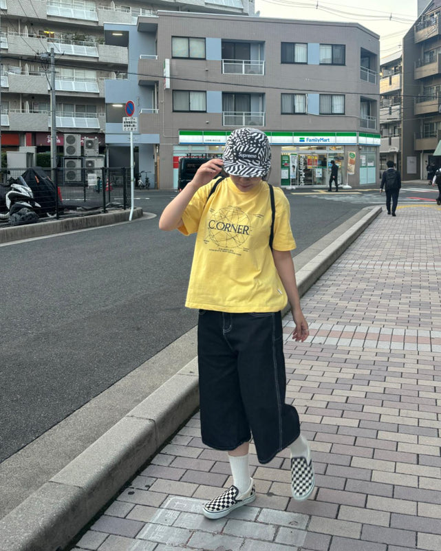 ワンポイントワイドデニムハーフパンツ/ワンポイントワイドデニムハーフパンツ