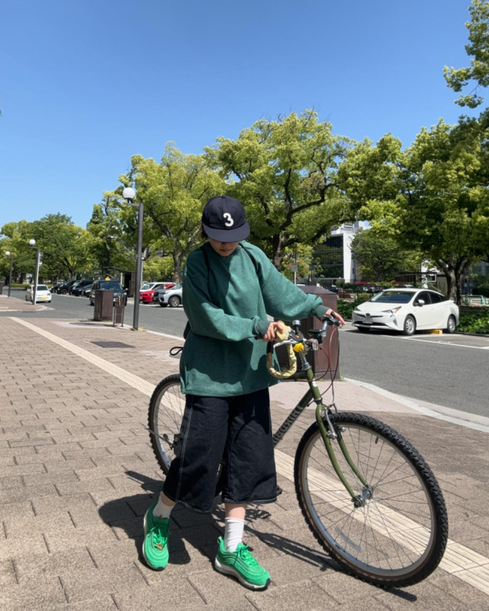 ワンポイントワイドデニムハーフパンツ