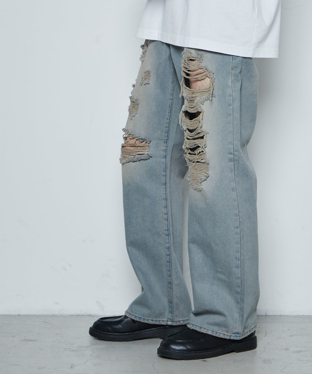 デニム中濃加工色 モデル：181cm L着用