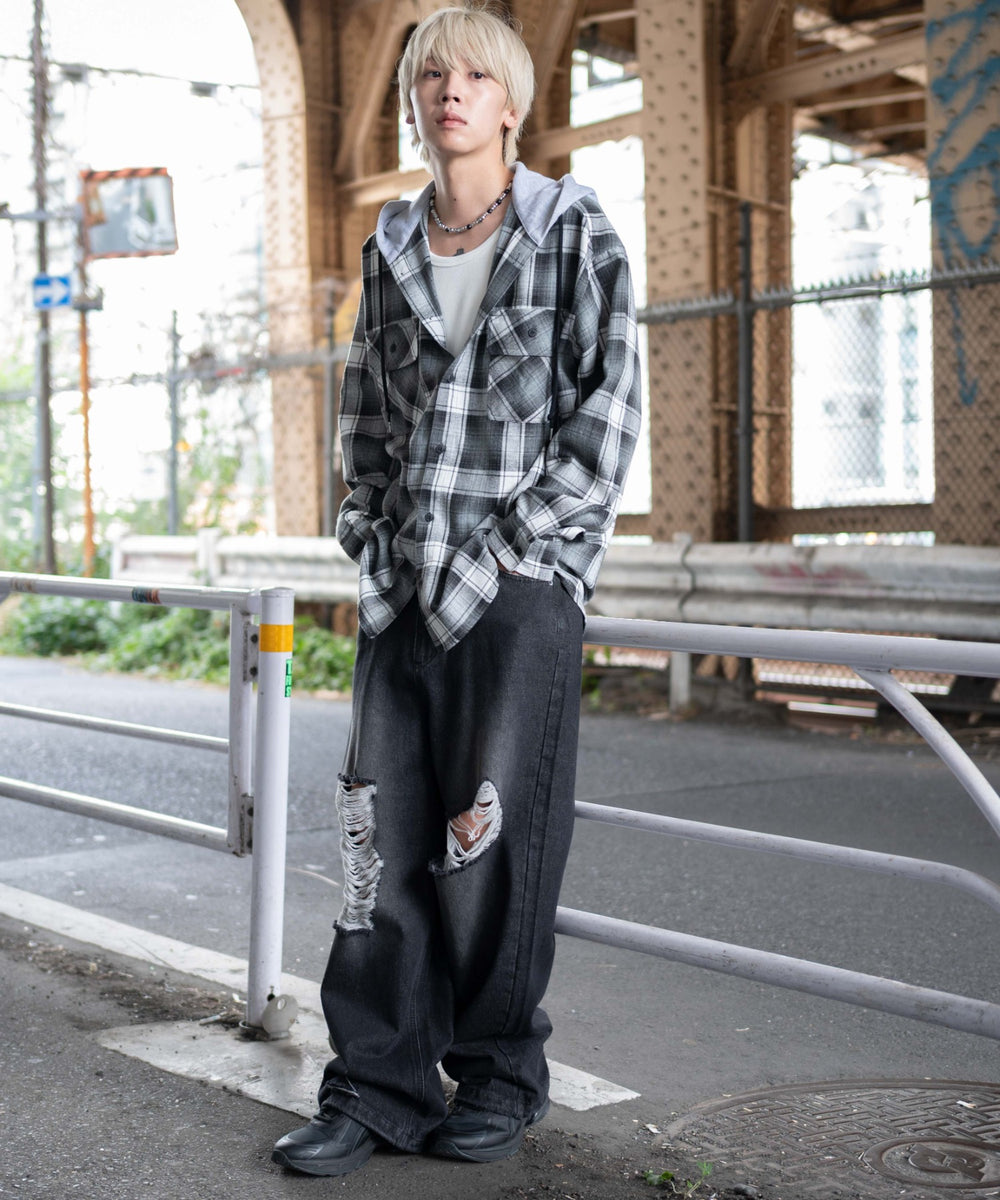 ブラックチェック1 モデル：175cm L着用