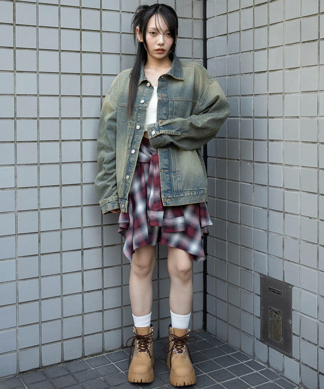 デニム淡加工　モデル：159cm M着用