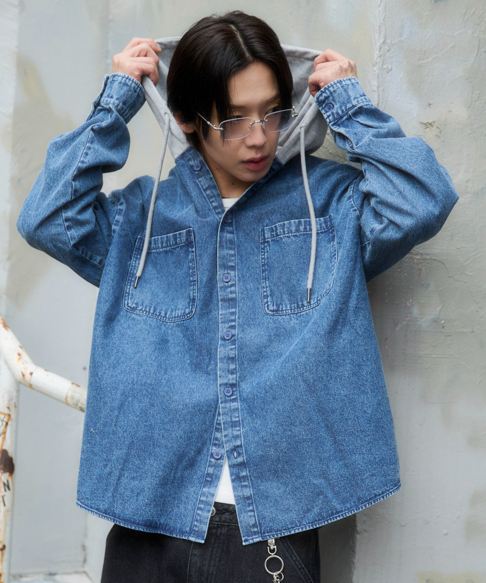 デニム淡加工 モデル：175cm L着用