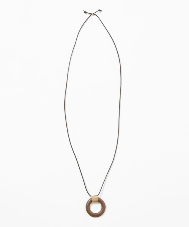 CSレザーリングネックレス/ベージュ
