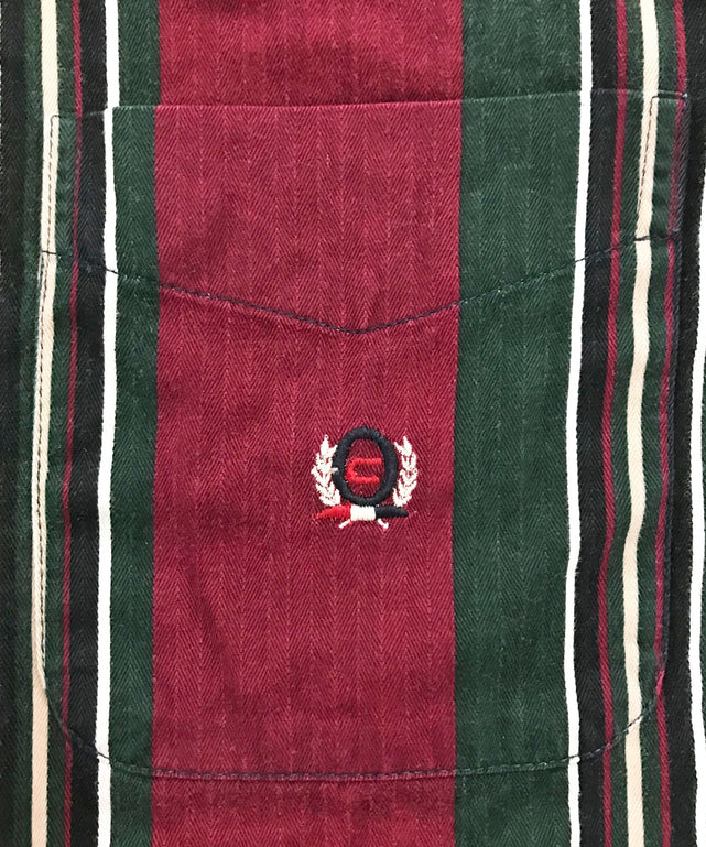 COLISEUM ストライプシャツ ボタンダウン ワンポイント 刺繍