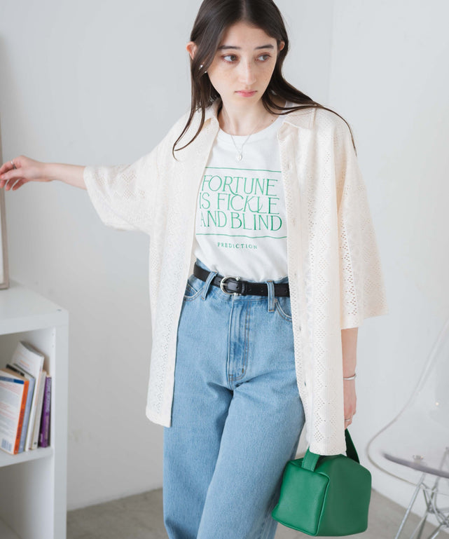 メッシュBIGシャツ/ホワイトその他 モデル：164cm L着用