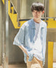 メッシュニットBIGシャツ/サックス モデル：177cm L着用