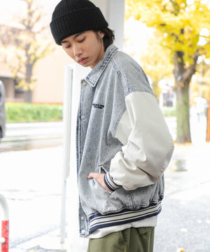 デニム淡色加工 モデル：175cm L着用