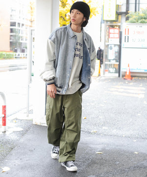 デニム淡色加工 モデル：175cm L着用