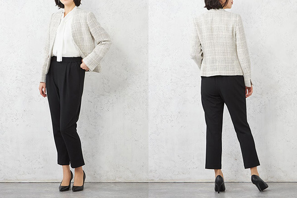 パンツスタイルの入学式向けスーツコーデ