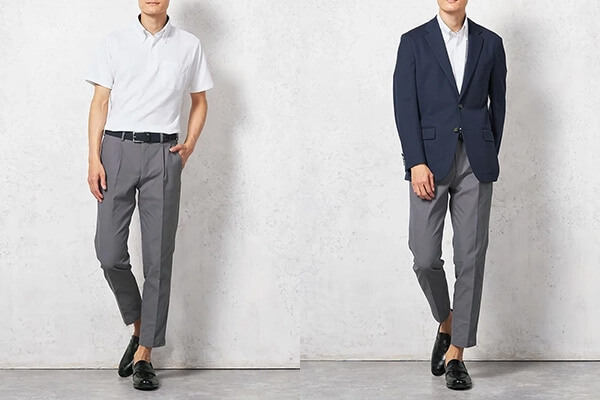 グレーのチノパンを使ったメンズコーデ