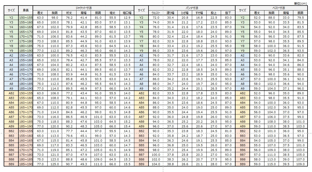 サイズチャート