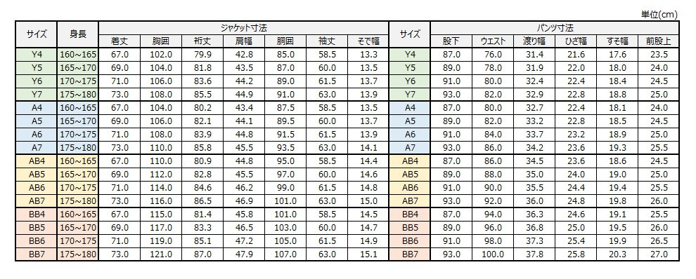 サイズチャート