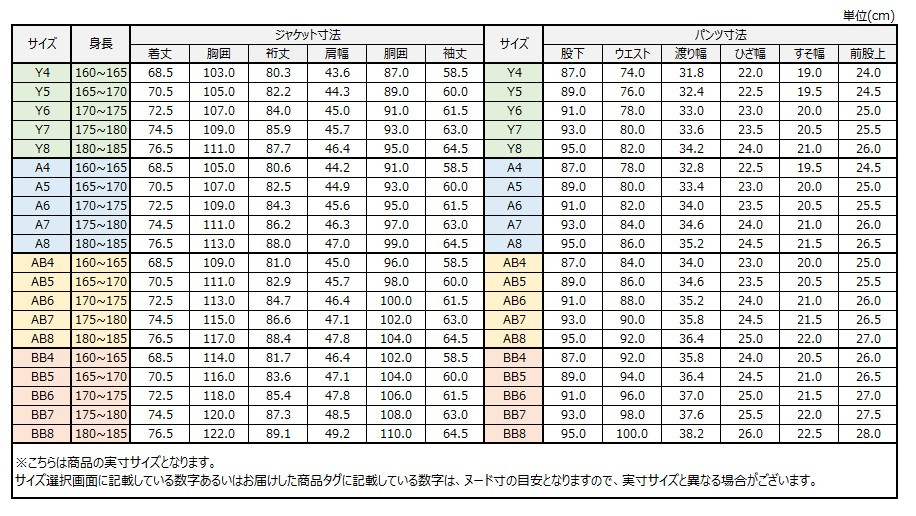 サイズチャート