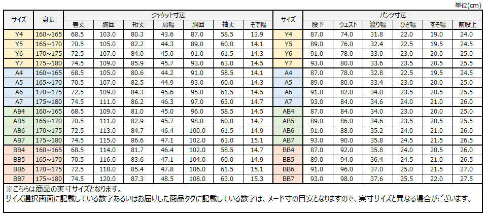 サイズチャート
