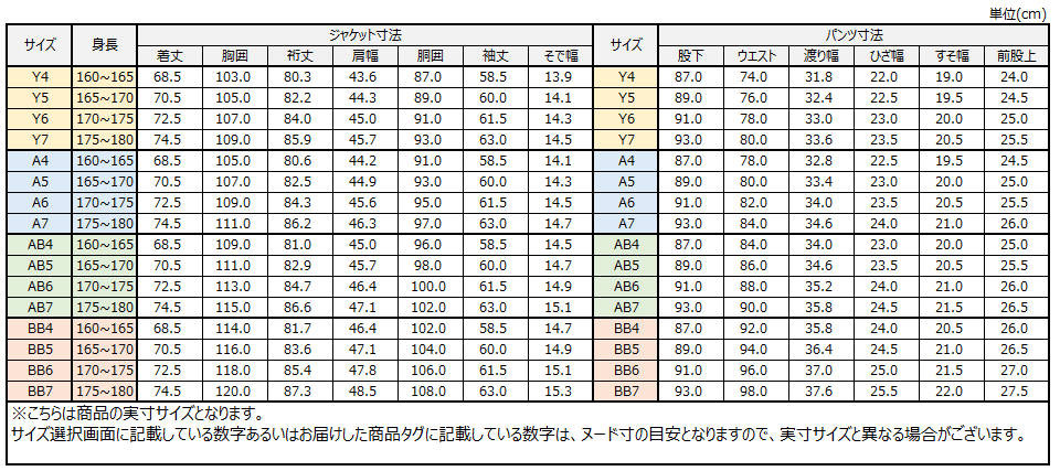 サイズチャート