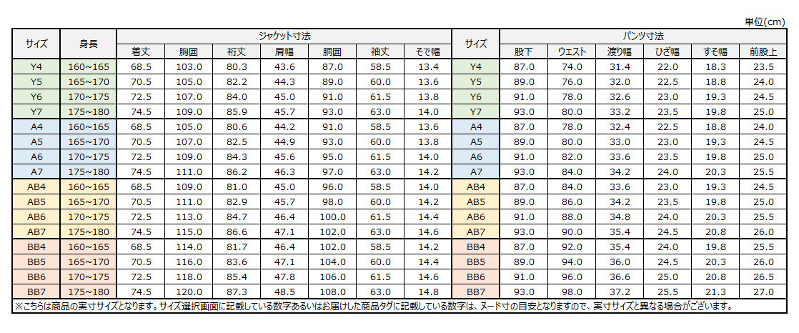 サイズチャート