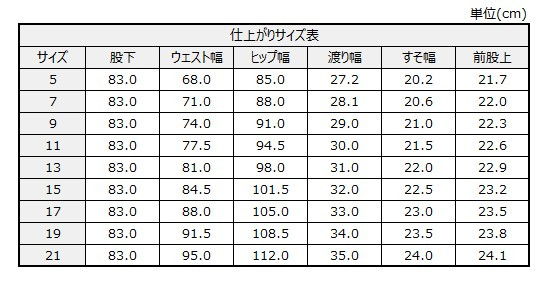 サイズチャート