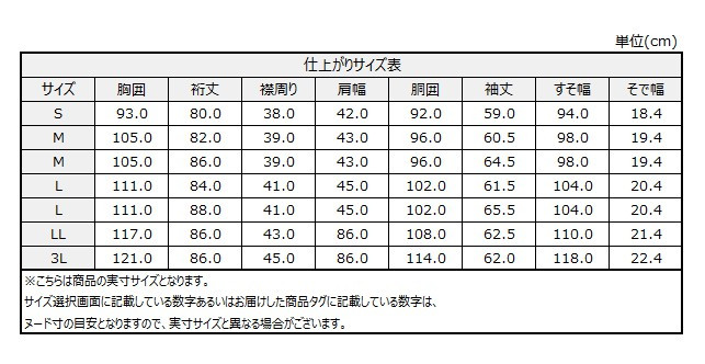 サイズチャート