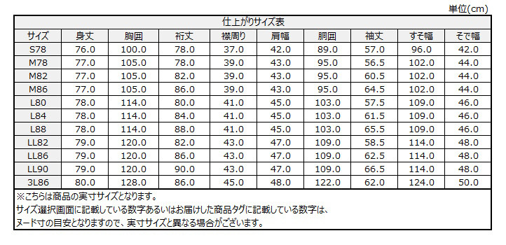 サイズチャート