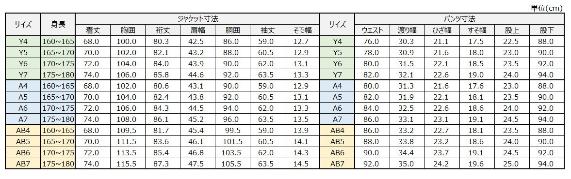 サイズチャート