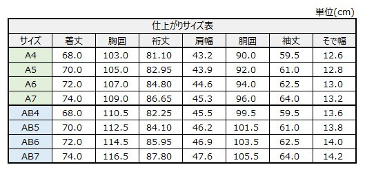 サイズチャート