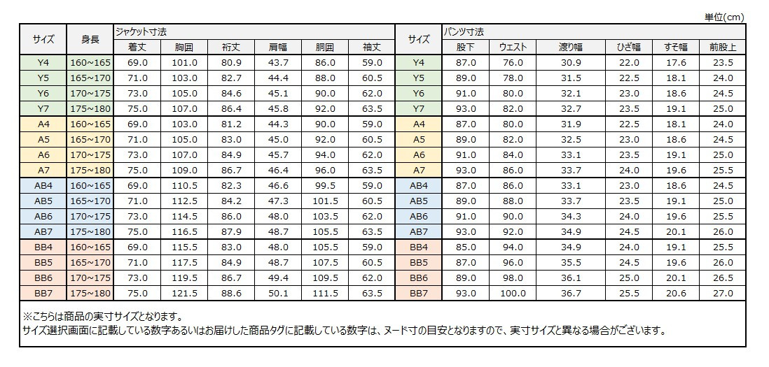 サイズチャート