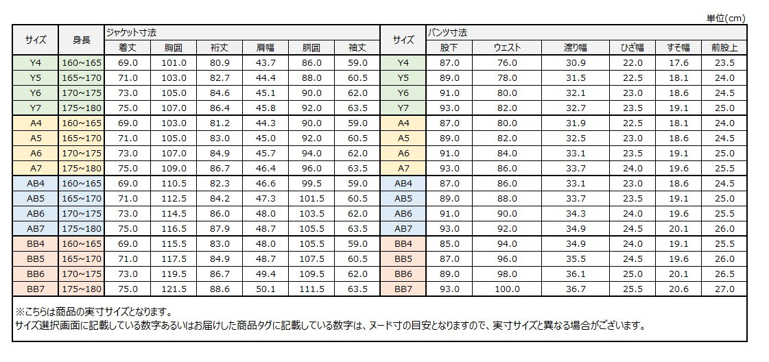 サイズチャート