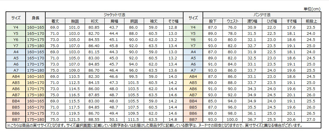サイズチャート